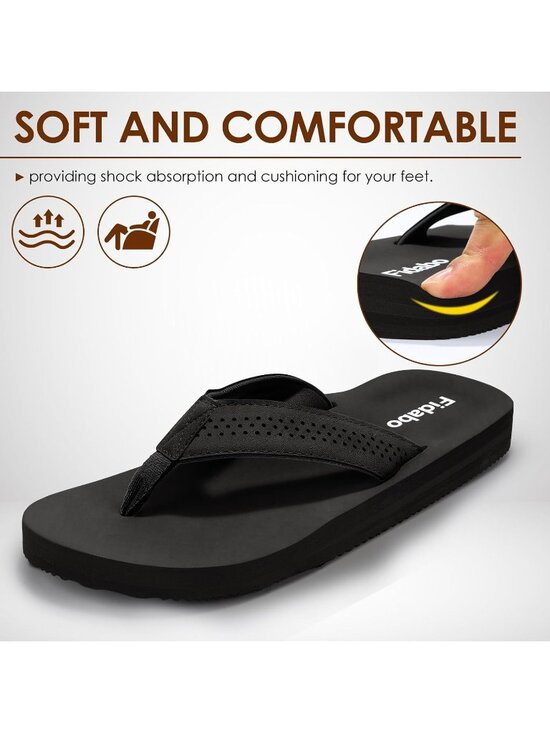 Men\'s Black Flip Flops With Arch Support Comfortable Yoga Mat Sandals Casual main image 7